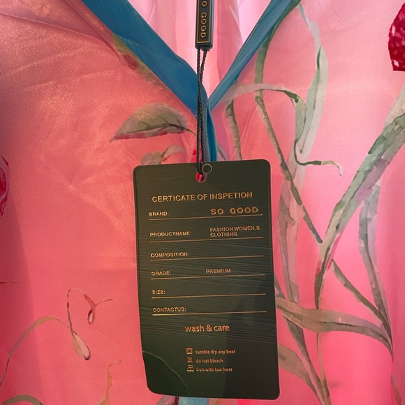 So Good Pink Blue Floral Flowy Dress Brand New NWT - Picture 3 of 5